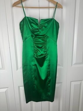 Green Satin Corset Bodycon Dress